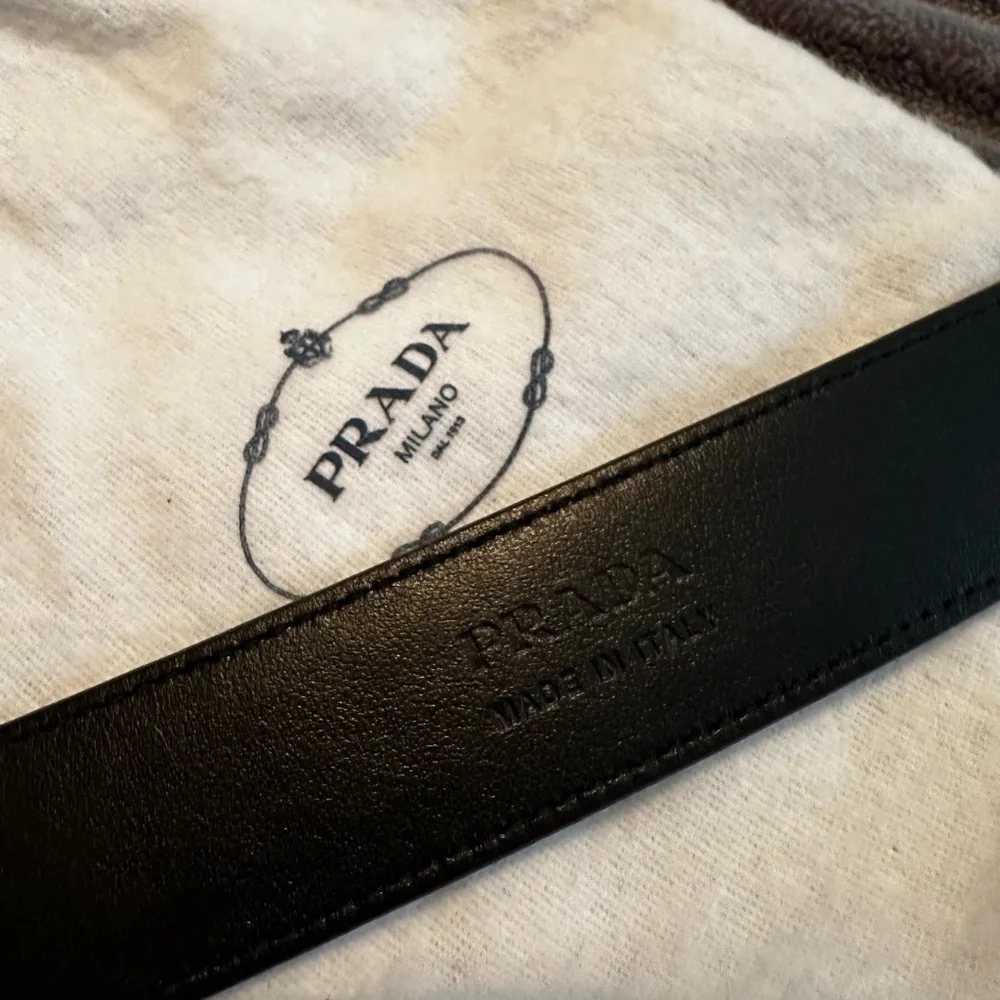 Prada Square Logo Plate Saffiano Leather Belt size 70 - Picture 4 of 9